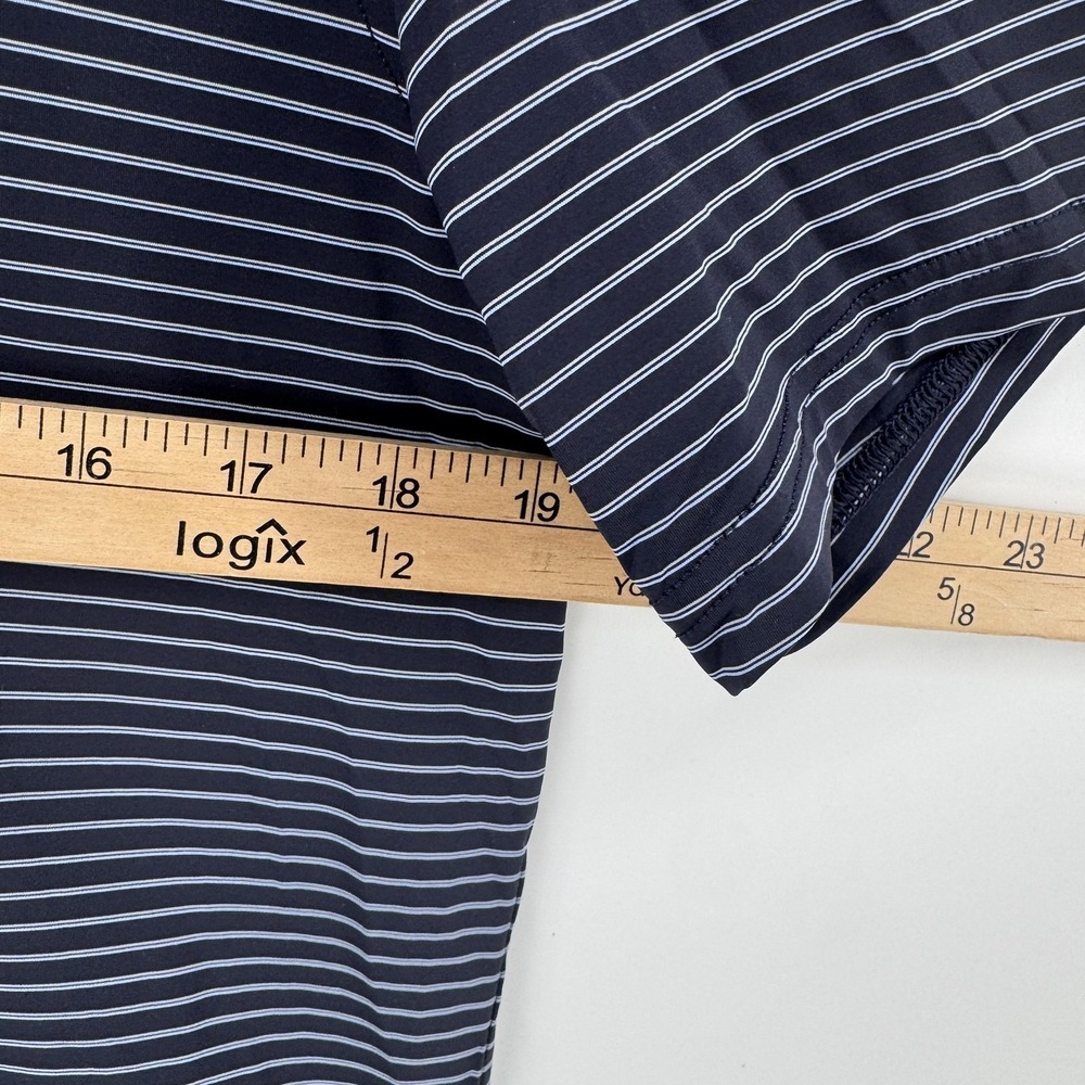 Rhone Polo Shirt Mens Medium Blue Stripe Performance Golf Casual Stretch Summer - Picture 6 of 7
